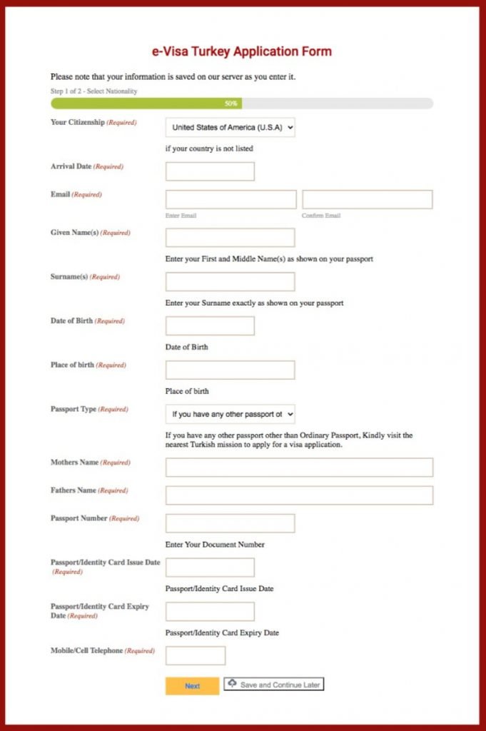e-Visa Turkey Sample