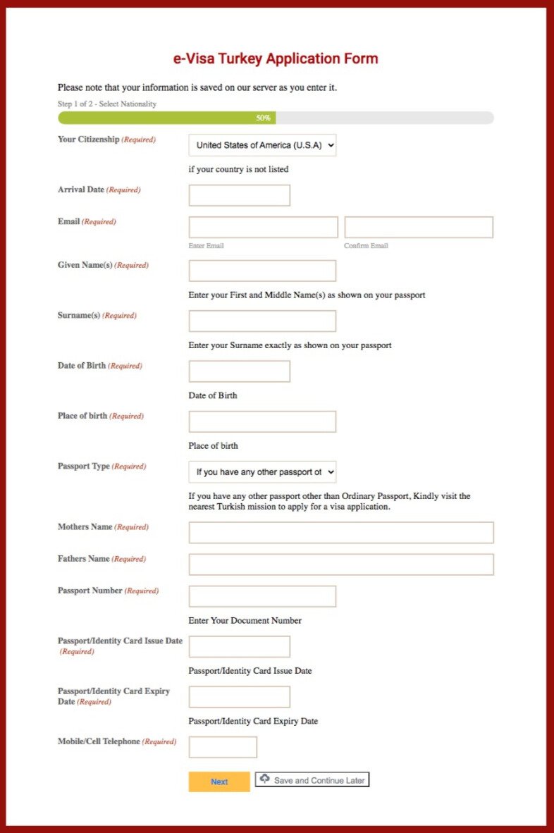 e-Visa Turkey Sample